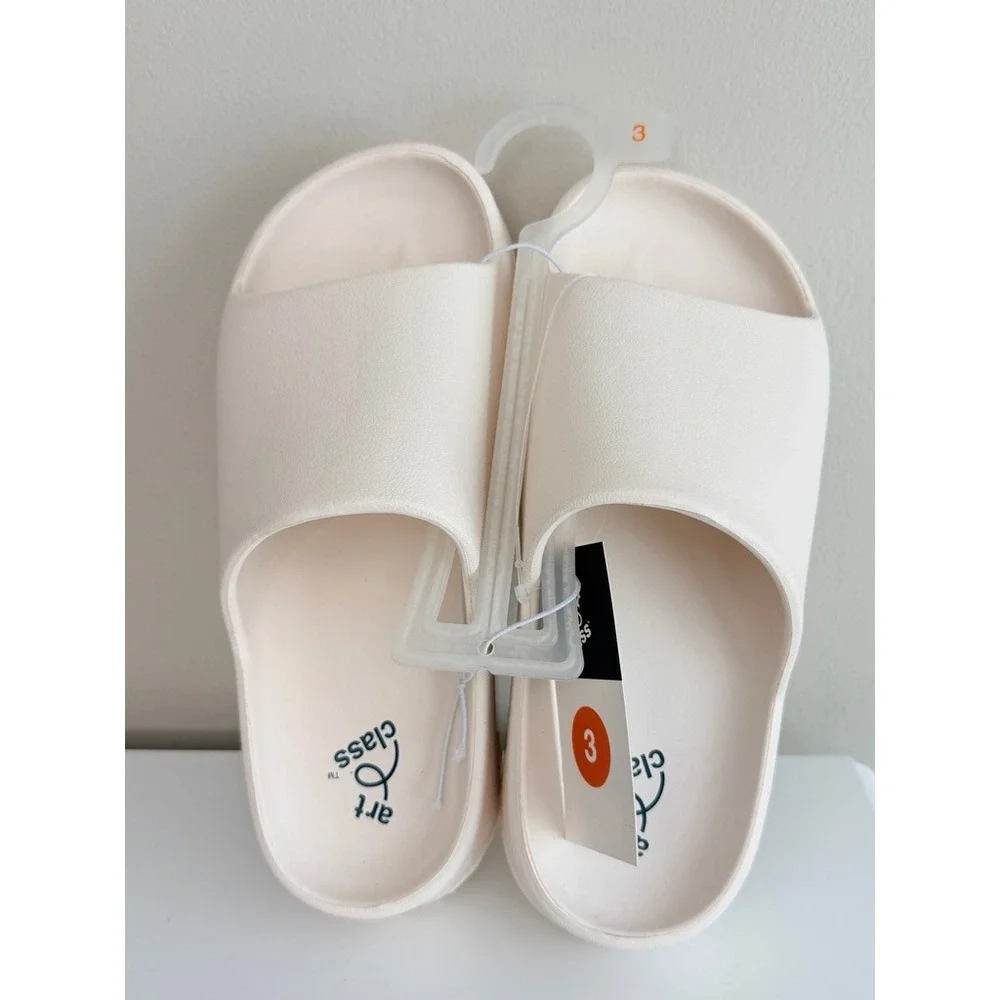 Art Class Slides Kids Size 3 Off White Chunky Platform Sandals NWT